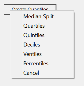 Create quantiles popup menu